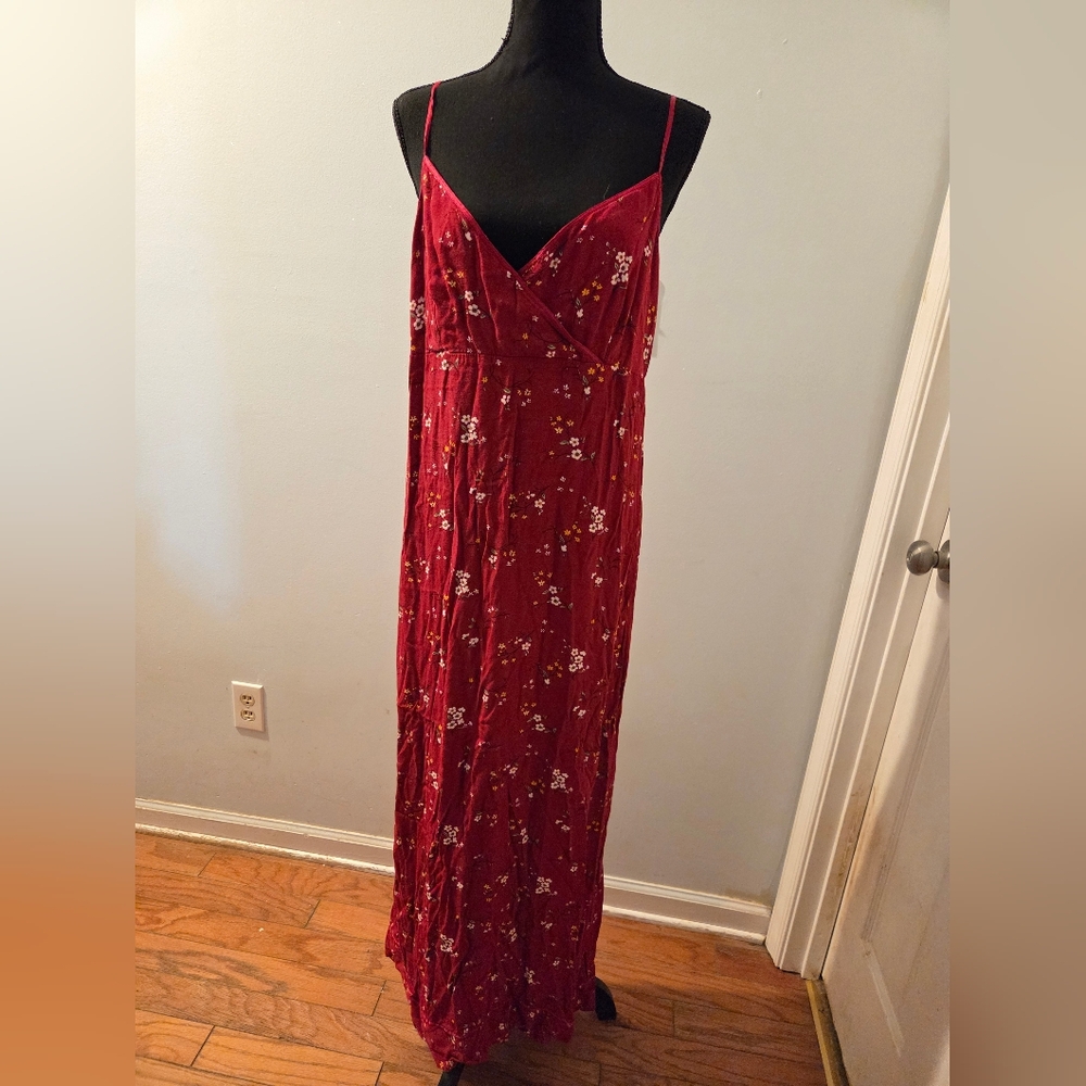 American Eagle Outfitters Red Floral Maxi Dress